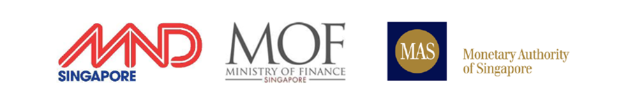 Logos of MND, MOF and MAS