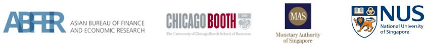 Asian Bureau of Finance and Economic Research logo, University of Chicago Booth School of Business logo, Monetary Authority of Singapore logo, and National University of Singapore logo