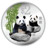 Panda $2 Cupro-Nickel Proof-Like Colour Coin